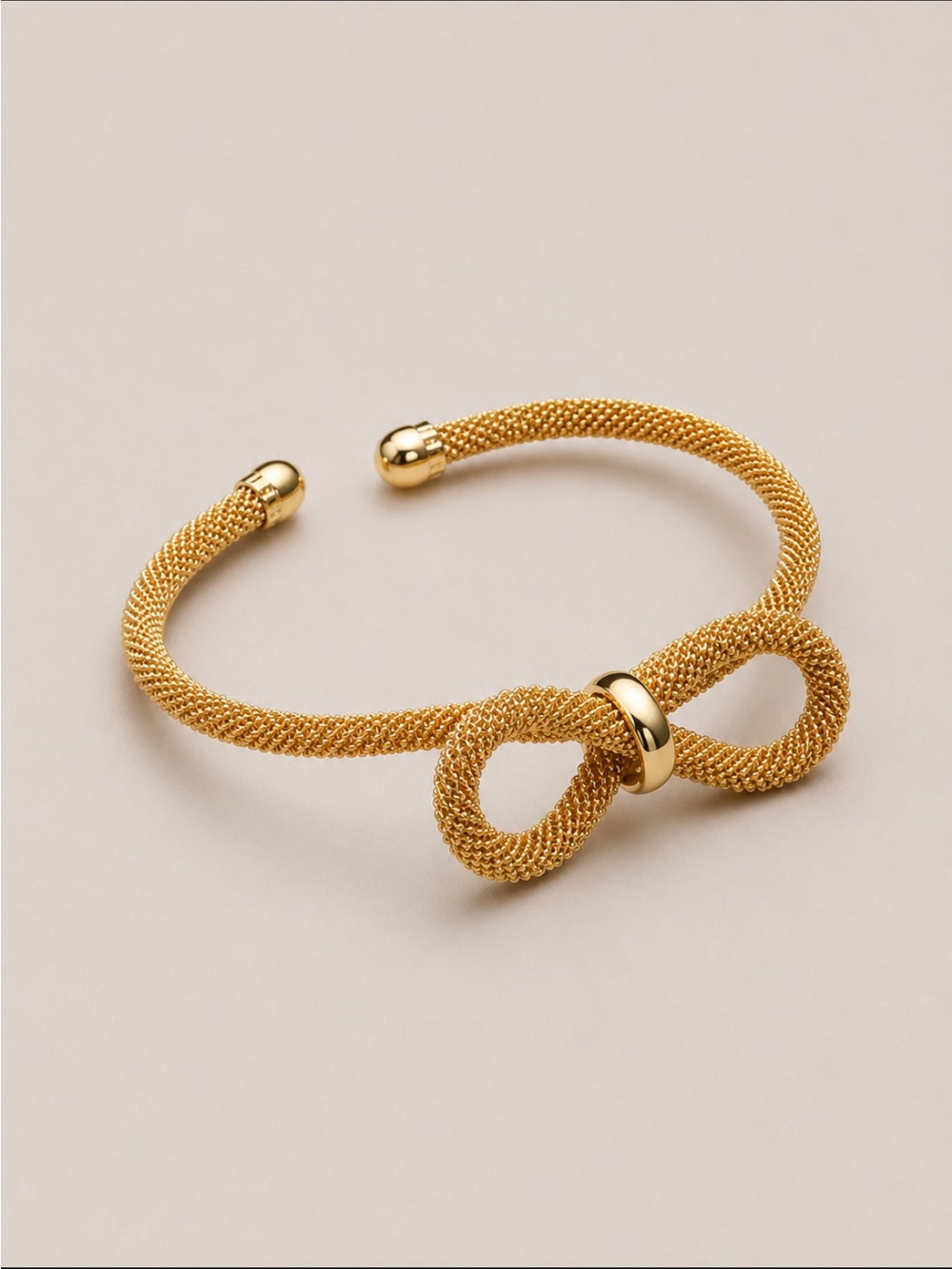 New! Gold Mesh Bow Cuff Bracelet NWOT